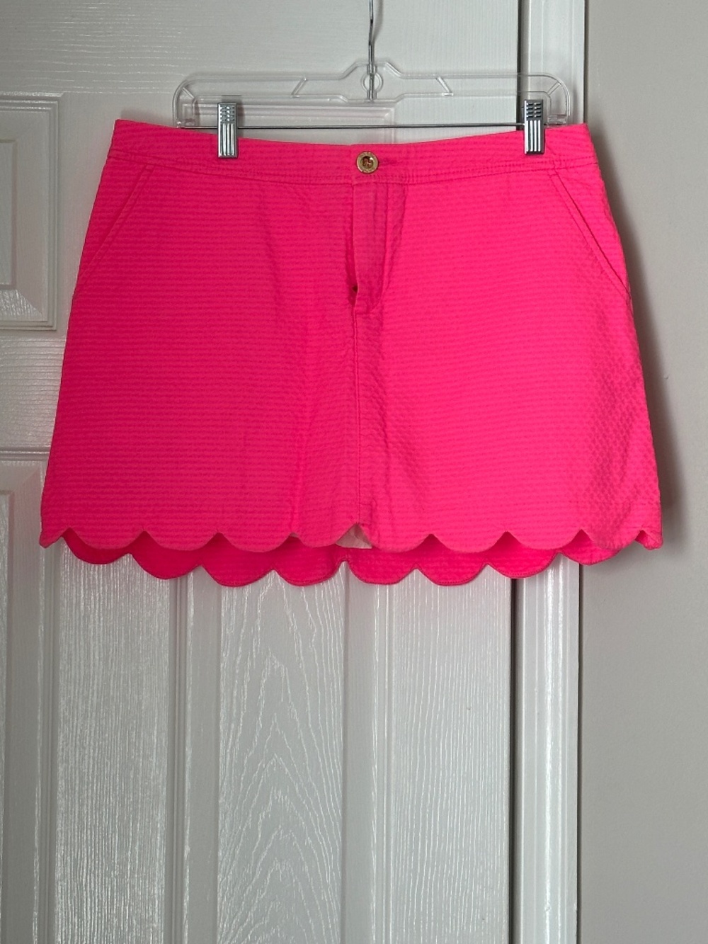 Lilly Pulitzer Colette Scalloped Hem Skort Cotton Pique Pink Size 8 Resort Beach